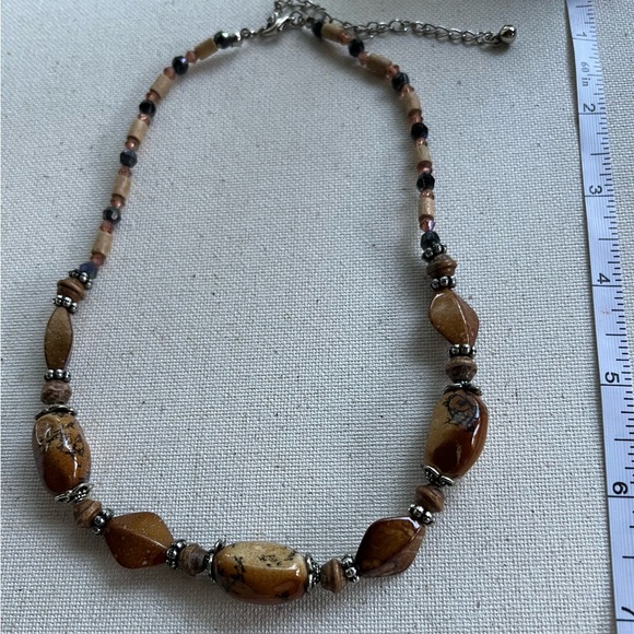 Natural Jasper Stone Beaded Necklace with Silver Accents - Picture 5 of 5